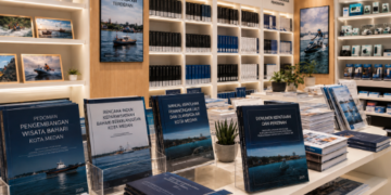 Jajaran tempat buku panduan aset memancing ASN Pemkot Medan Profesional bahan premium untuk usaha pembuatan rencana clearance perairan pegawai dan alat pusat instrumen clearance perairan Medan heavy duty minimalis berbagai folder lembar jaminan yang tersusun sangat rapi di dalam etalase toko perlengkapan kantor untuk mendukung potensi wisata air Medan