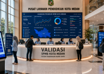 Dashboard interaktif Prosedur SPMB Medan yang menampilkan alur agenda validasi real-time untuk mendukung efisiensi pendaftaran kota Medan.