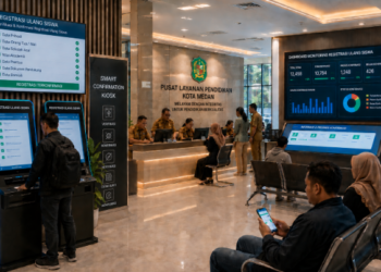Dashboard interaktif Registrasi Ulang Siswa yang menampilkan alur konfirmasi final real-time untuk mendukung efisiensi pendaftaran kota Medan.