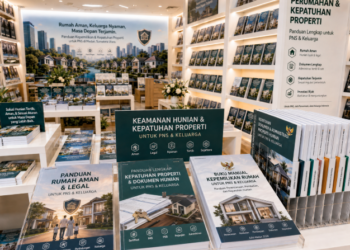 Jajaran tempat buku panduan rumah mandiri ASN Pemkot Medan Kokoh bahan premium untuk usaha pembuatan rencana clearance properti pegawai dan alat pusat instrumen clearance properti Medan heavy duty minimalis berbagai folder lembar jaminan yang tersusun sangat rapi di dalam etalase toko perlengkapan kantor