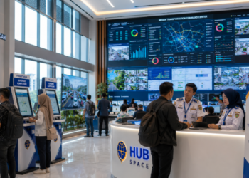 Dashboard interaktif Sertifikasi Perhubungan Medan yang menampilkan sistem pemantauan data mobilitas real-time untuk mendukung efisiensi perhubungan kota Medan