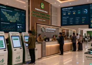 Dashboard interaktif Sistem Andalan Izin Tani yang menampilkan sistem pemantauan data agrikultur real-time untuk mendukung efisiensi pertanian kota Medan