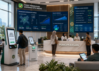 Dashboard interaktif Sistem Andalan Izin Usaha yang menampilkan sistem pemantauan data keanggotaan real-time untuk mendukung efisiensi koperasi kota Medan.