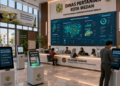 Dashboard interaktif Sistem Canggih Izin Pertanian yang menampilkan sistem pemantauan data pangan real-time untuk mendukung efisiensi pertanian kota Medan