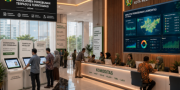 Dashboard interaktif Sistem Digital Izin Perkebunan yang menampilkan sistem pemantauan data komoditas real-time untuk mendukung efisiensi perkebunan kota Medan