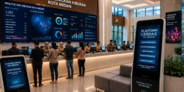 Dashboard interaktif Sistem Efektif Izin Bangun yang menampilkan sistem pemantauan data teknis real-time untuk mendukung efisiensi konstruksi kota Medan