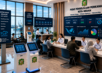 Dashboard interaktif Sistem Sigap Izin Ikan yang menampilkan sistem pemantauan data budidaya real-time untuk mendukung efisiensi perikanan kota Medan