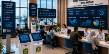 Dashboard interaktif Sistem Sigap Izin Ikan yang menampilkan sistem pemantauan data budidaya real-time untuk mendukung efisiensi perikanan kota Medan