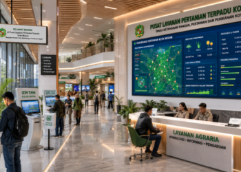 Dashboard interaktif Solusi Digital Izin Tani yang menampilkan sistem pemantauan data hasil real-time untuk mendukung efisiensi pertanian kota Medan
