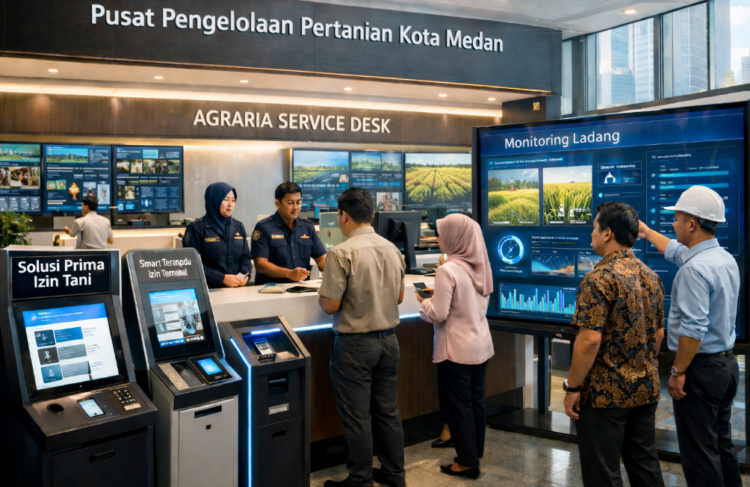 Dashboard interaktif Solusi Prima Izin Tani yang menampilkan sistem pemantauan data ladang real-time untuk mendukung efisiensi pertanian kota Medan