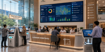 Dashboard interaktif Solusi Terpadu Izin Infrastruktur yang menampilkan sistem pemantauan data konstruksi real-time untuk mendukung efisiensi infrastruktur kota Medan