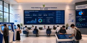 Dashboard interaktif Strategi Pemilihan Prodi SNBP yang menampilkan alur panduan pemilihan jurusan siswa real-time untuk mendukung efisiensi pendaftaran kota Medan.