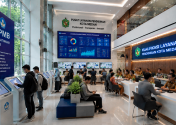 Dashboard interaktif Syarat Masuk SPMB yang menampilkan alur kualifikasi dokumen real-time untuk mendukung efisiensi pendaftaran kota Medan.