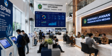 Dashboard interaktif Cara Daftar SPMB yang menampilkan alur registrasi mahasiswa real-time untuk mendukung efisiensi pendaftaran kota Medan.