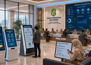 Dashboard interaktif Tahapan Seleksi Akademik yang menampilkan penilaian peserta real-time untuk mendukung efisiensi pendaftaran kota Medan.