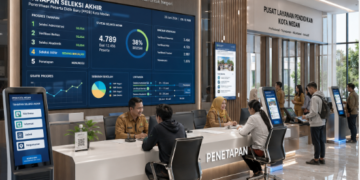 Dashboard interaktif Tahapan Seleksi Akhir yang menampilkan alur penetapan lulus real-time untuk mendukung efisiensi pendaftaran kota Medan.