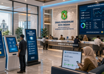 Dashboard interaktif Tata Cara Pengisian Biodata yang menampilkan alur input riwayat real-time untuk mendukung efisiensi pendaftaran kota Medan.