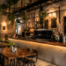 Suasana interior estetik sebuah kafe modern bernuansa industrial minimalis yang menjadi tempat nongkrong di Medan favorit para anak muda