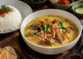 Kehangatan sepiring Soto Medan legendaris dengan kuah santan kaya rempah, salah satu hidangan utama di tempat wisata kuliner di Medan yang wajib dicoba