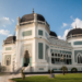 Kemegahan arsitektur Masjid Raya Al-Mashun dengan menara klasiknya yang menjulang tinggi, salah satu objek tempat wisata religi di Medan yang bersejarah