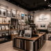 Jajaran bingkai foto minimalis dan pigura mahar tiga dimensi yang tersusun sangat rapi di dalam ruang pameran salah satu toko bingkai di Medan