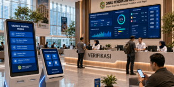 Dashboard interaktif Validasi Kampus Medan yang menampilkan alur agenda verifikasi real-time untuk mendukung efisiensi pendaftaran kota Medan.