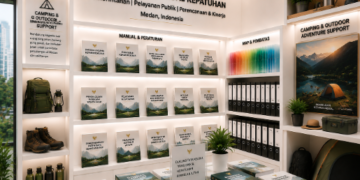 Jajaran tempat buku panduan aset berkemah ASN Pemkot Medan Profesional bahan premium untuk usaha pembuatan rencana clearance petualangan pegawai dan alat pusat instrumen clearance petualangan Medan heavy duty minimalis berbagai folder lembar jaminan yang tersusun sangat rapi di dalam etalase toko perlengkapan kantor untuk mendukung wisata alam Sumatera Utara